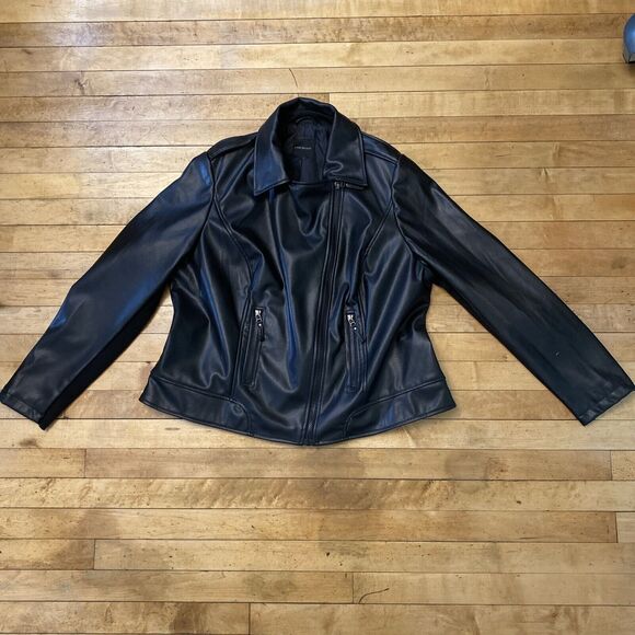 Lane Bryant Jackets & Blazers - Lane Bryant Womens Jacket Size L? Black Polyester Faux Leather Bomber